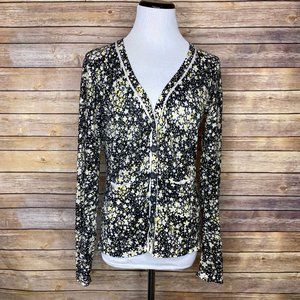 Anthropologie MOTH Black Yellow Daisy Cardigan